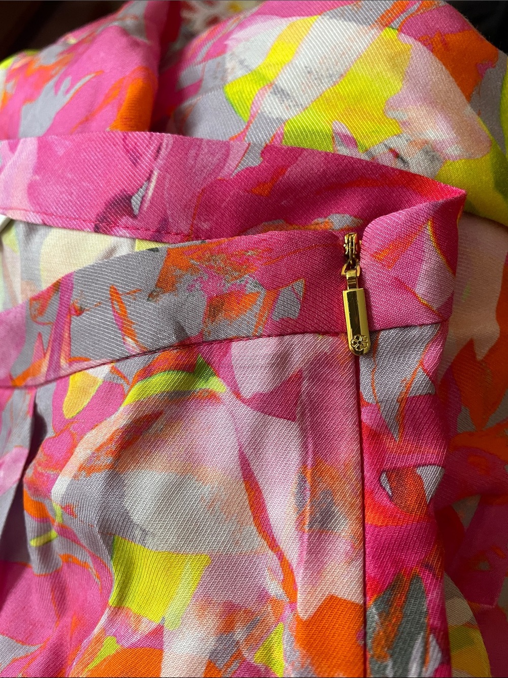NWOT Trina Turk Pink Yellow floral wide leg pants Sz 0 full length - Picture 4 of 6
